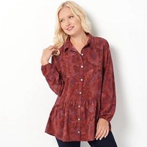 LOGO Lori Goldstein Button Front Blouse NWOT